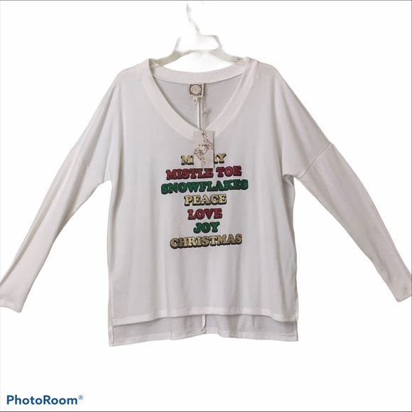 TrueSelf Sweater Holiday Christmas Glitter V-Neck - Picture 8 of 14